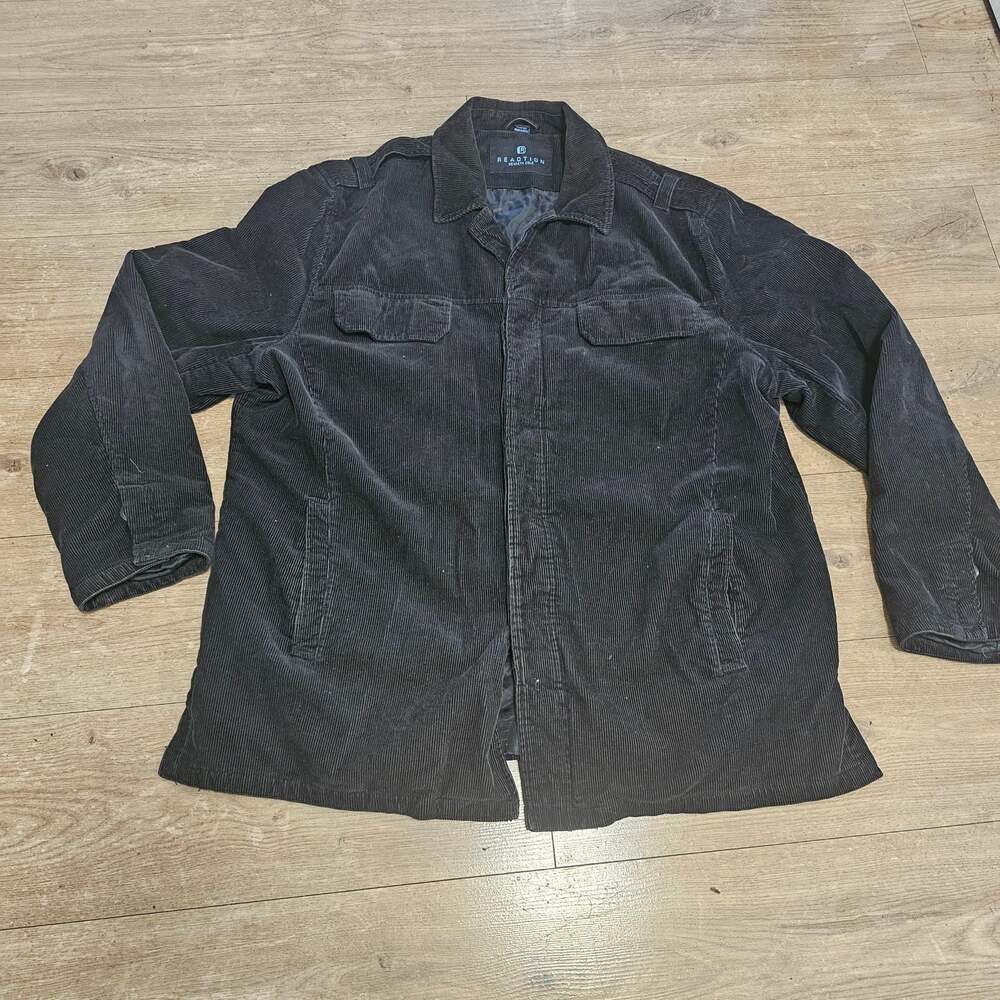 Kenneth Cole Reaction Black Corduroy Jacket Men's XL Button Front Overshirt